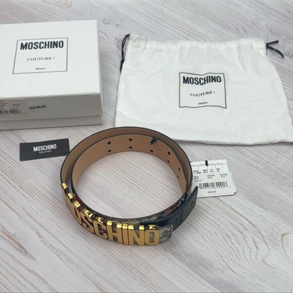 Moschino Logo Lettering Python Print Belt Fantasy red Size 38 /75 main image 6